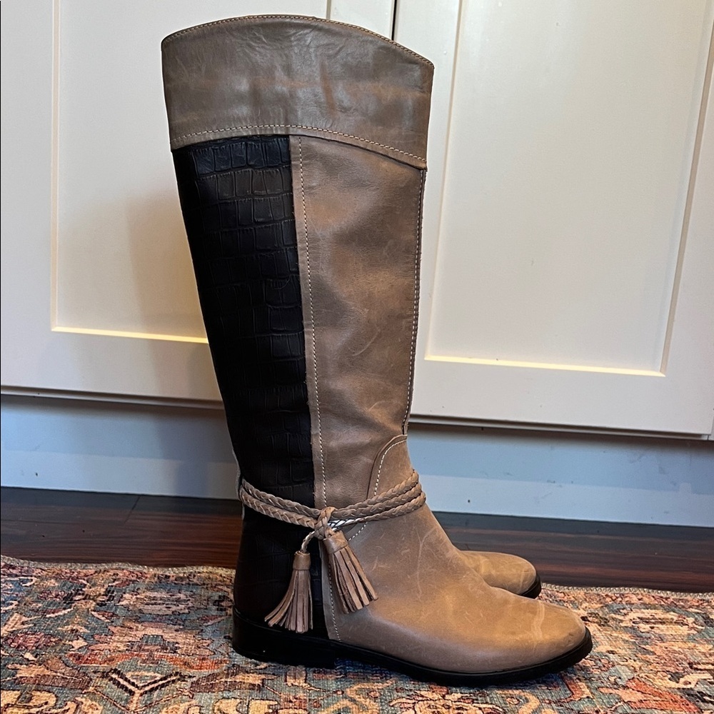 Fabianelli Tan Brown Italian Leather Boots Knee-high Boots Size EU37